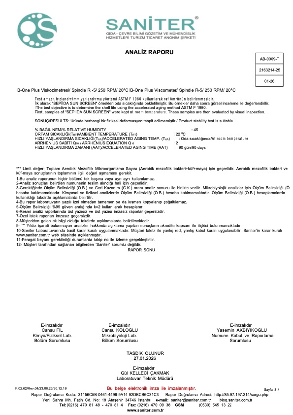 Raf Ömrü Testi (Oda Sıcaklığı/90 Gün)